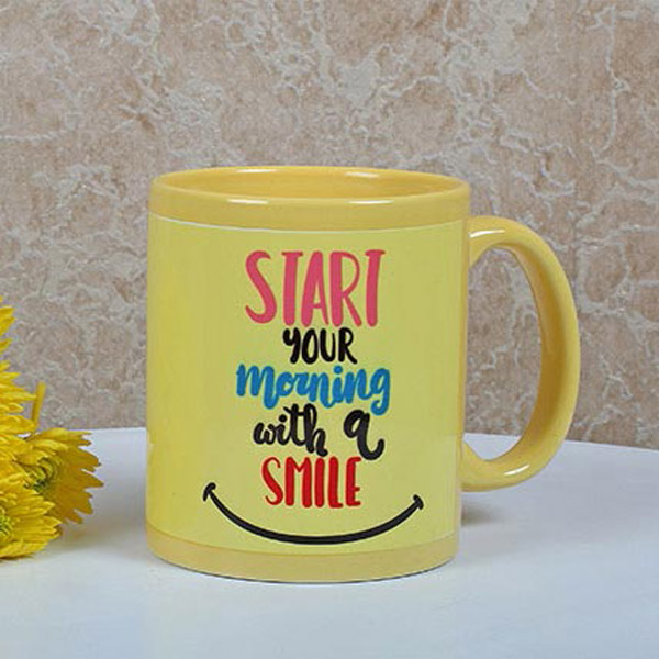 Send Yellow Ceramic Smiley Mug Online