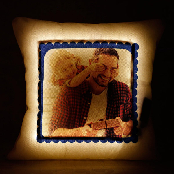 Send Dad Special Personalized Yellow LED Cushion Online