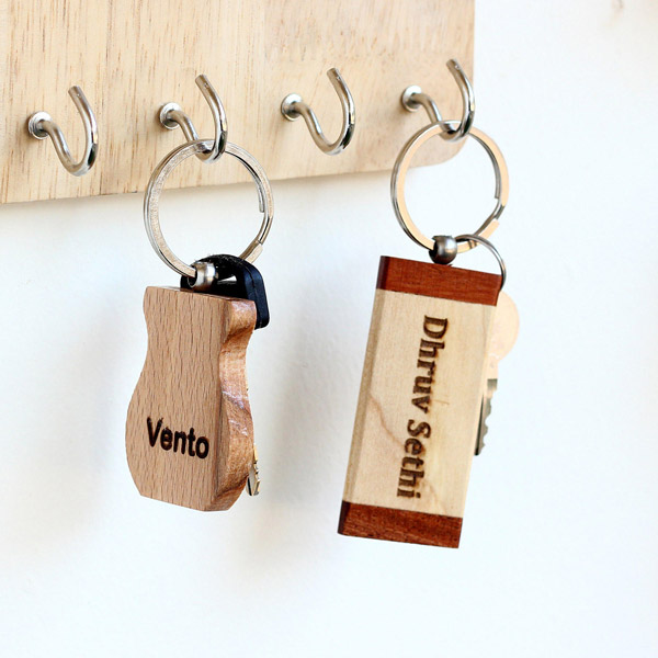Send Engraved Personalised Wooden Key Chains Set of 2 Online