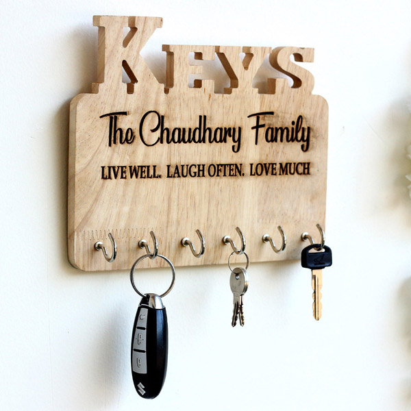 Send Personalised Engraved Family Name Key Holder Online