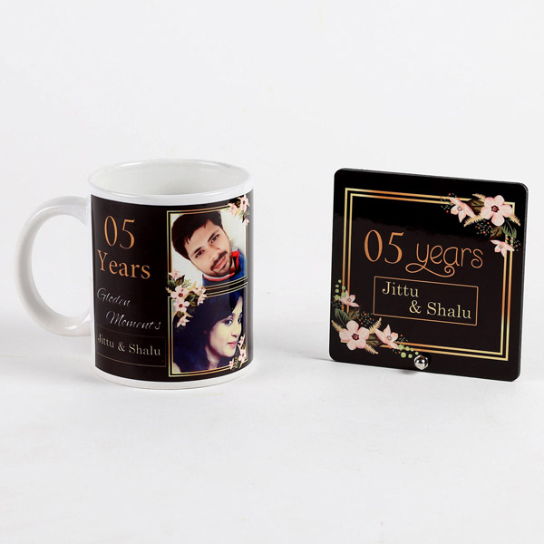 Send Personalised Mug & Table Top Anniversary Gift Set Online
