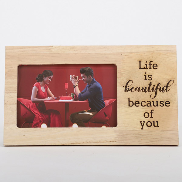 Send Life is Beautiful Engraved Wooden Frame Online