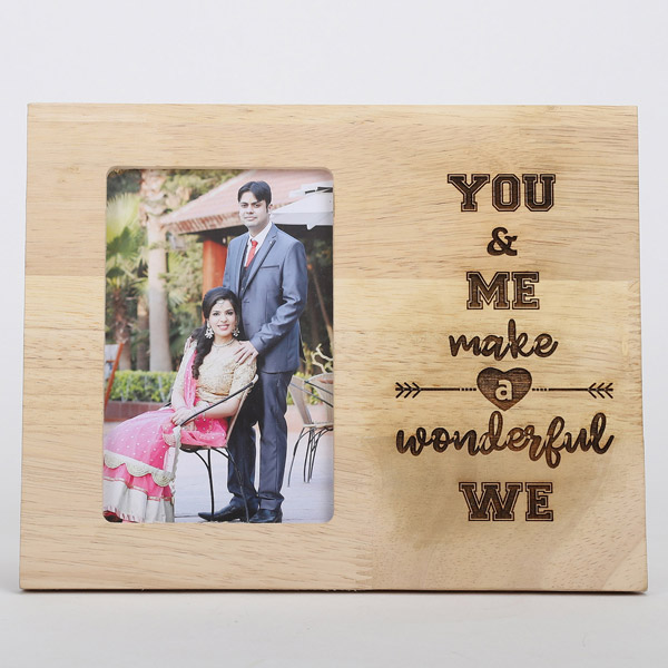Send You & Me Engraved Wooden Photo Frame Online