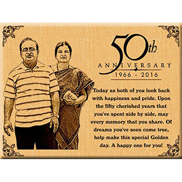 Send 50th Golden Wedding Anniversary Present - Personalized Engraved Photo Online