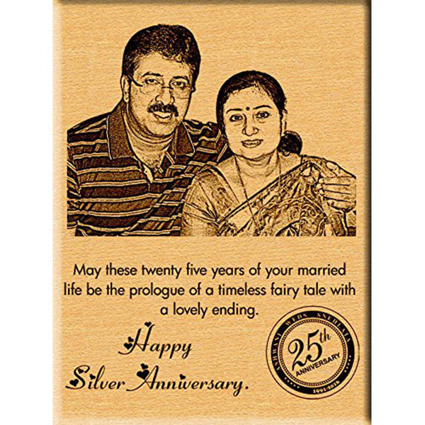 Send 25th Silver Wedding Anniversary Gift Ideas Engraved Photos On Wood Online