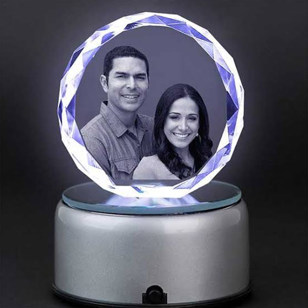 Send Round Dimond Cut Crystal with LED Base Online