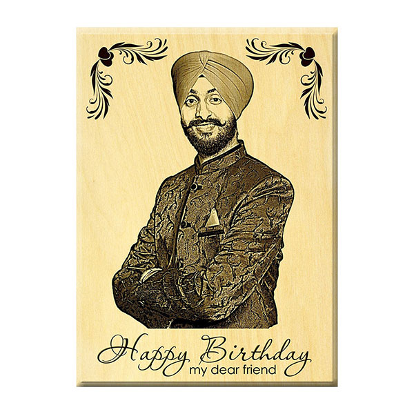 Send Birthday Gifts for her or him – Wooden Engraved Photo on Maple Online
