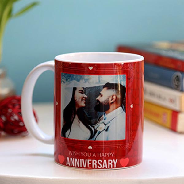 Send Personalised Anniversary Red Heart Mug Online