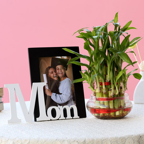 Send 3 Layer Bamboo & Mom Photo Frame Combo Online