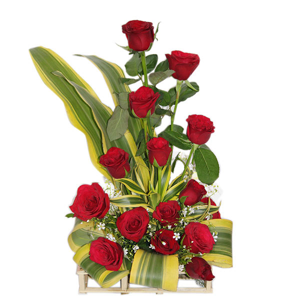 Send Lavish Red Rose Basket Arrangement Online