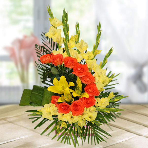 Send Bright Mixed Flowers Basket Online