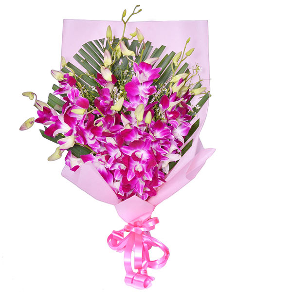 Send Exotic Purple Orchids Bouquet Online
