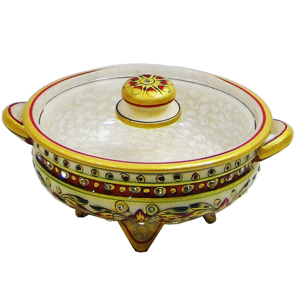 Send Marble dryfruit container with marble lid Online