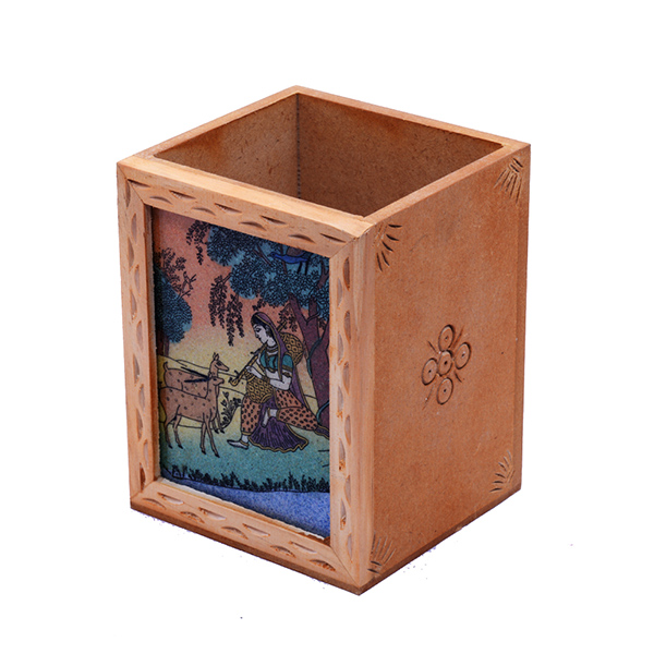Send Traditional Wooden Pen Stand with Ragini Painting Online