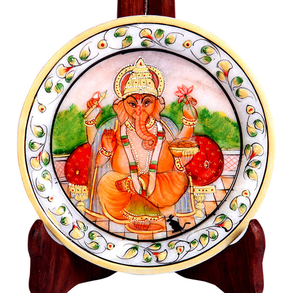 Send Decorative Marble Plate with Ganesh Figure Online