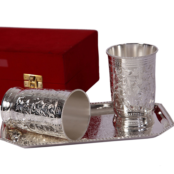 Send Designer Glass Set of Two in German Silver Online