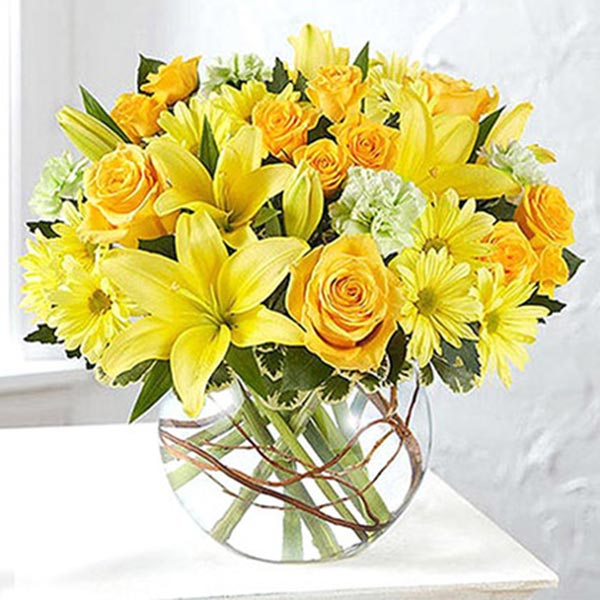 Send Bowl Of Happy Flowers Online