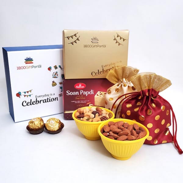 Send Mixed Dryfruits with Chocolates and Soan Papdi Online