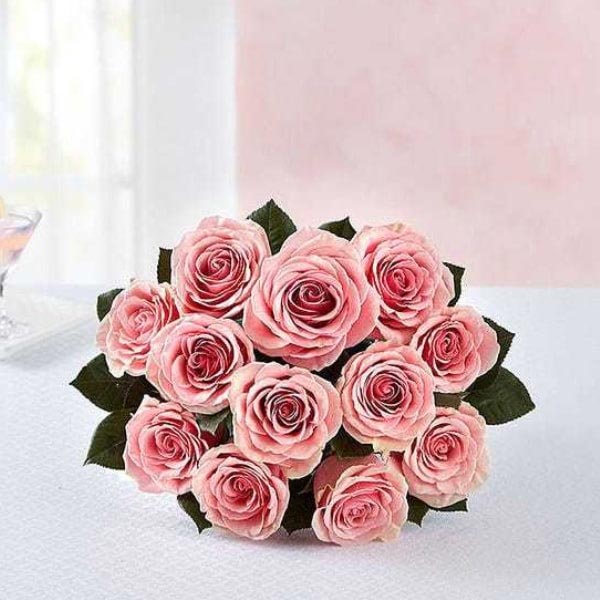 Send 12 Pink Roses Bouquet Online