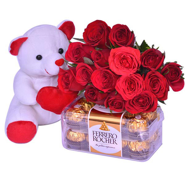 Send Charming Roses & Chocolate Hamper Online