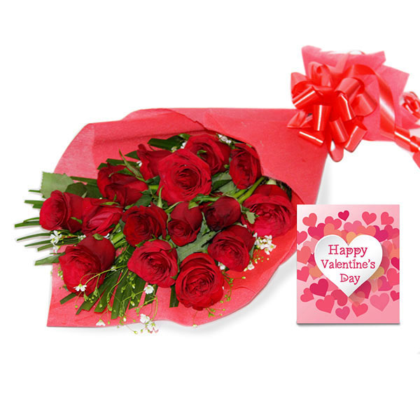 Send Bright Roses & Greeting Card Combo Online