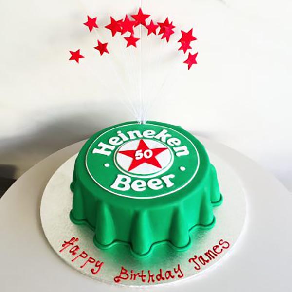 Send Beer Theme Pineapple Fondant Cake  Online