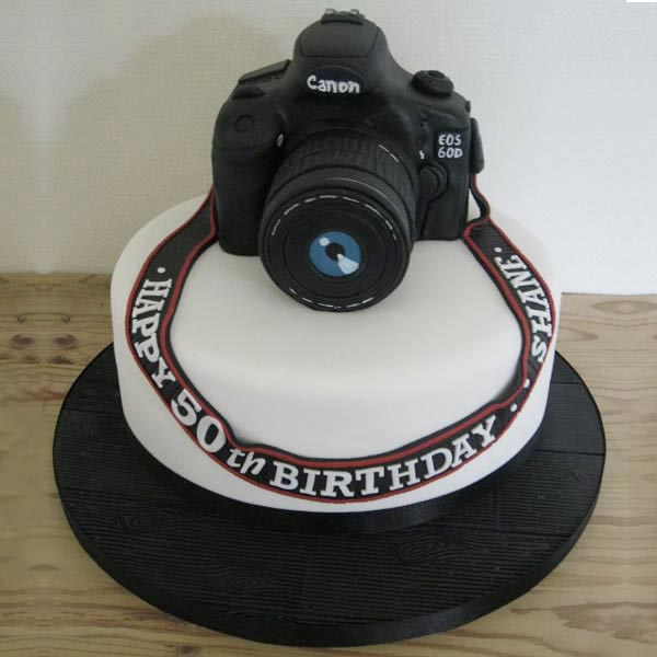 Send Black and White fondant Photography cake Online