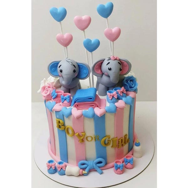 Send Boy or Girl Cake with Elephant Topper Online