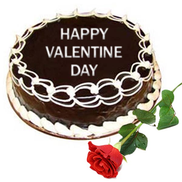 Send Valentine Choco Cake with Rose Online