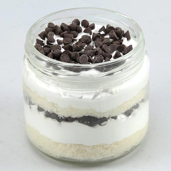 Send Chocochips Topped Choco Vanilla Jar Cake Online