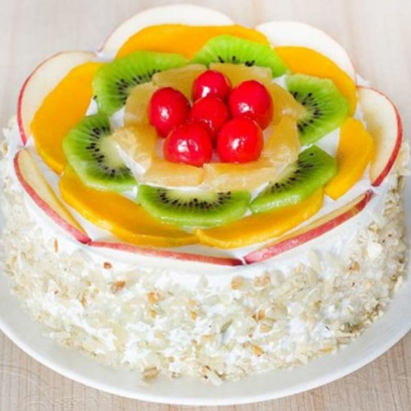 Send Delectable Sugar Free Vanilla Cake with Fruit Topping Online