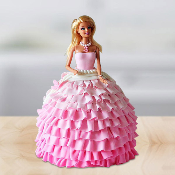 Send Delicious Pink Barbie Doll Fondant Cake Online