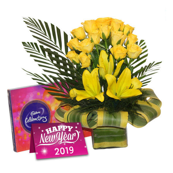 Send  Yellow Festive Blooms  Online