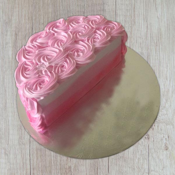 Send Half Pink Floral cake Online