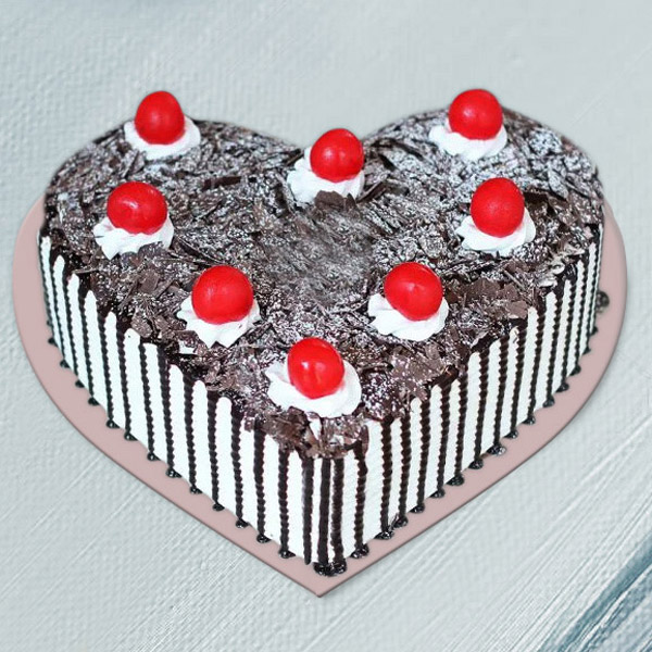 Send Heart Shape Black Forest Cake Online