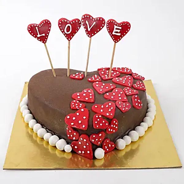 Send Heart Shape Chocolate Fondant Valentine Cake  Online