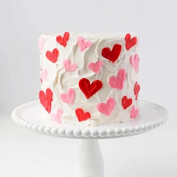 Send Hearty Vanilla Valentine Cake Online