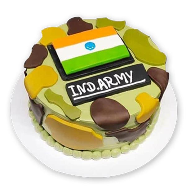 Send Indian Army Theme Fondant Cake  Online