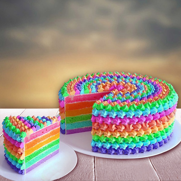 Send Layered Creamy Rainbow Designer Cake Online