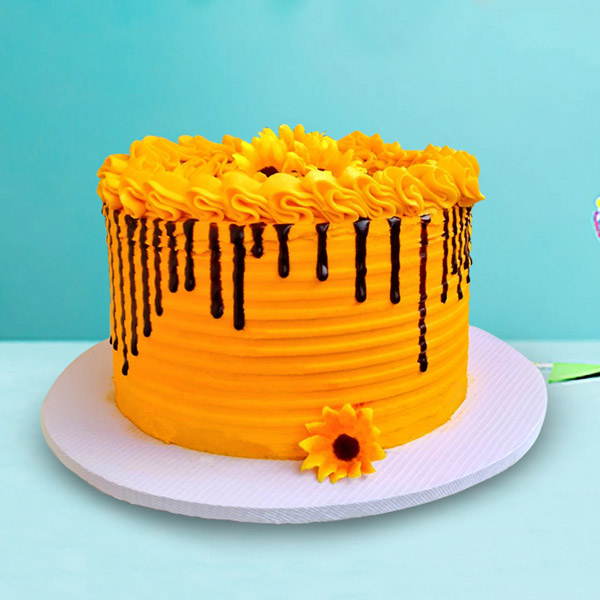 Send Mango Flavored Sunflower Designer Cake Online