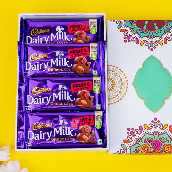 Send Pack of Four Dairy Milk Fruit and Nut Online GAL23111014