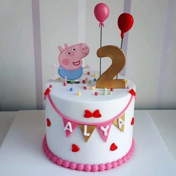 Send Peppa Pig Balloon Fondant Cake Online