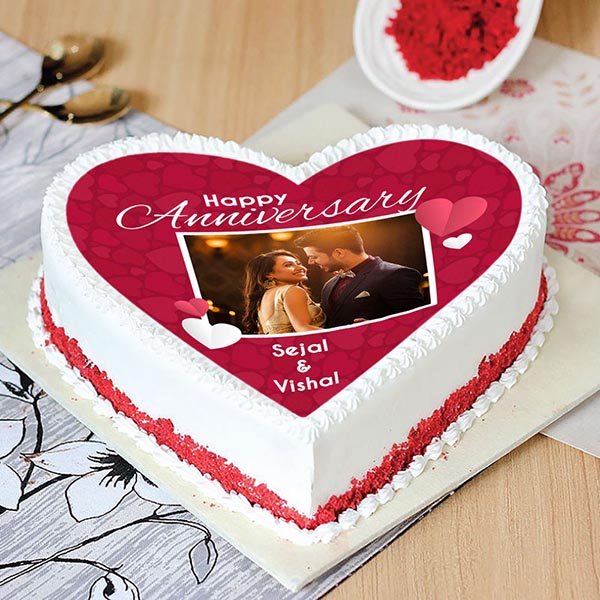 Send Personalized Red Velvet Cake in Heart Shape Online