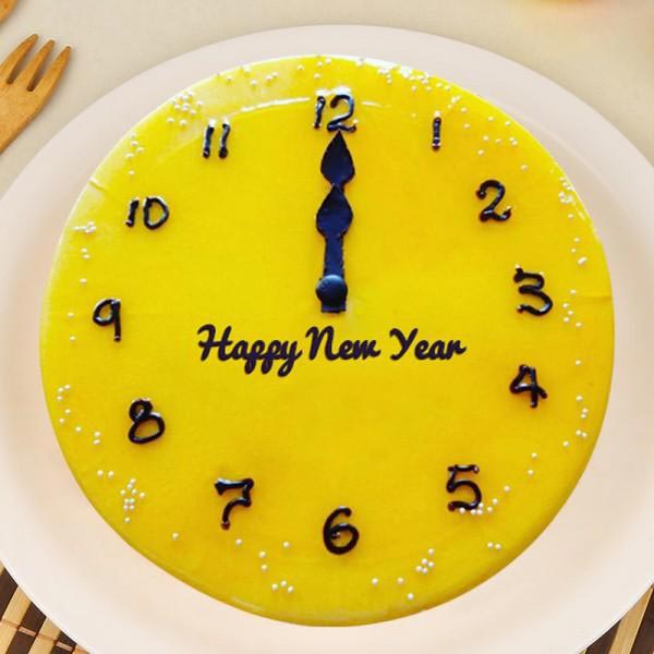 Send Pineapple New Year Cake with Clock Theme Online