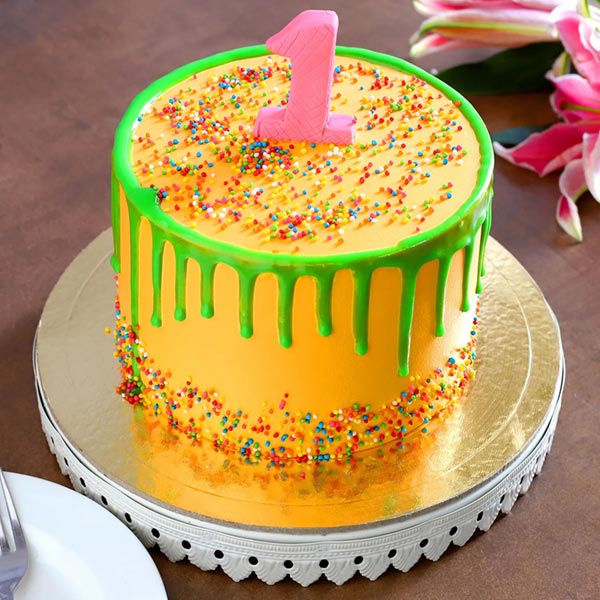 Send Rainbow Sprinkles Mango Cake Online
