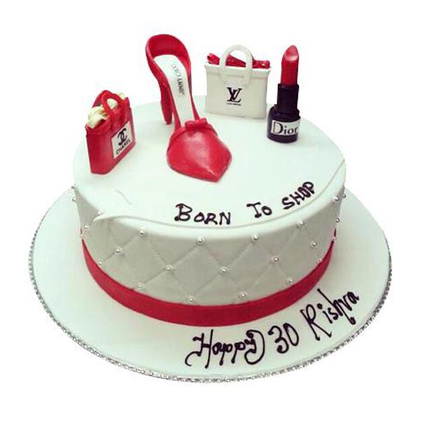 Send Red and White Shopping Cake Online