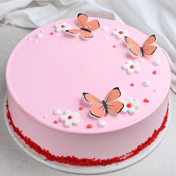 Send Red Velvet Cake with Butterfly Topping Online
