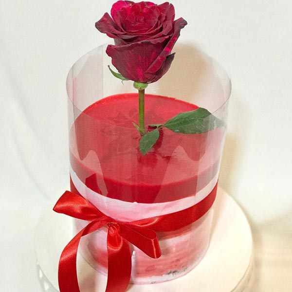 Send Red Velvet Pull Me Up Cake with Rose Online