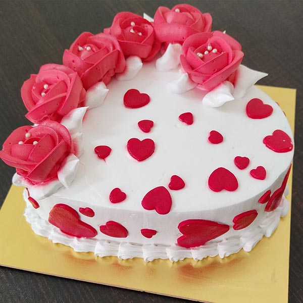 Send Romantic Heart Shape Vanilla Cake Online