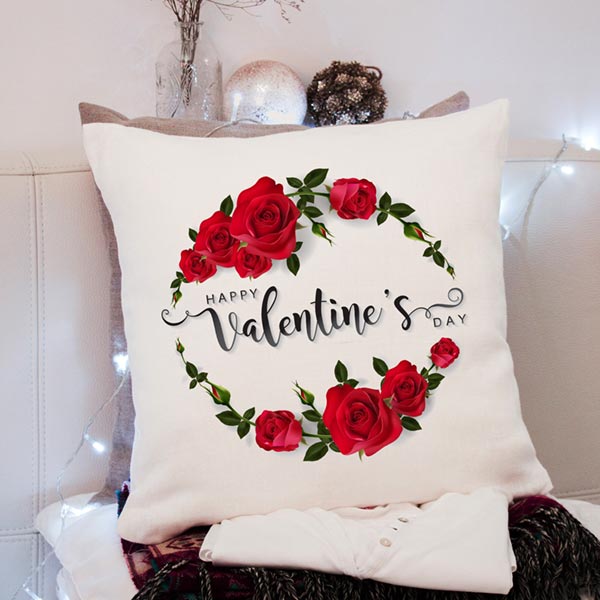 Send Rose Printed Valentines Day Cushion Online
